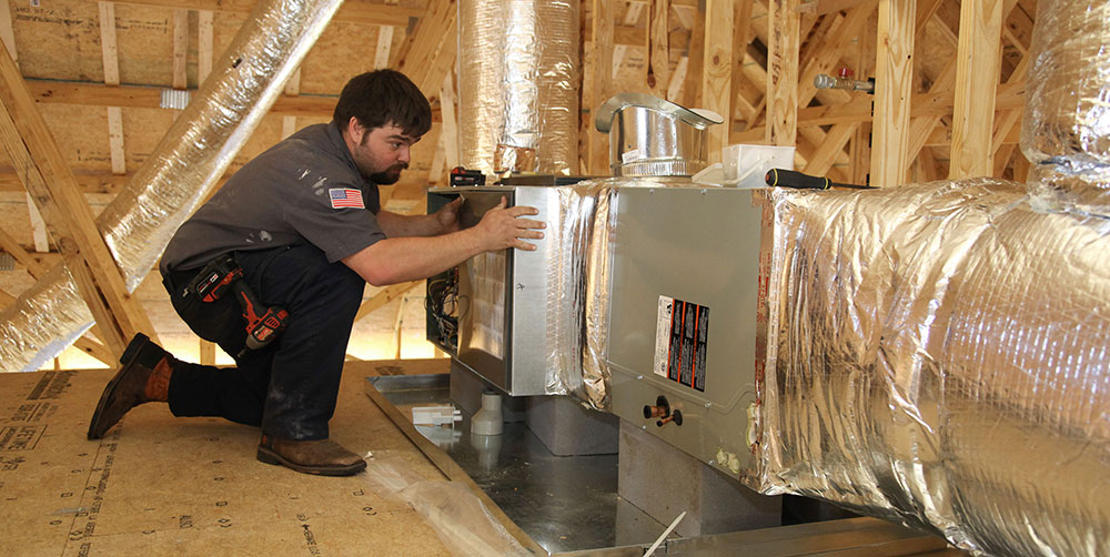 airmax tech installing furnace in attic