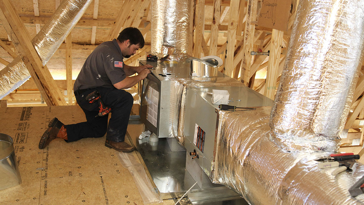 airmax tech installing trane furnace in attic