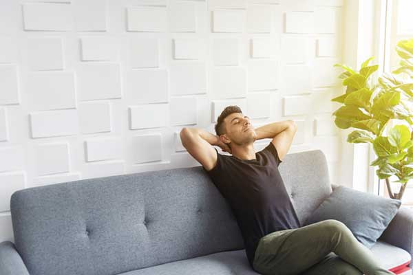 Man breathing in fresh air